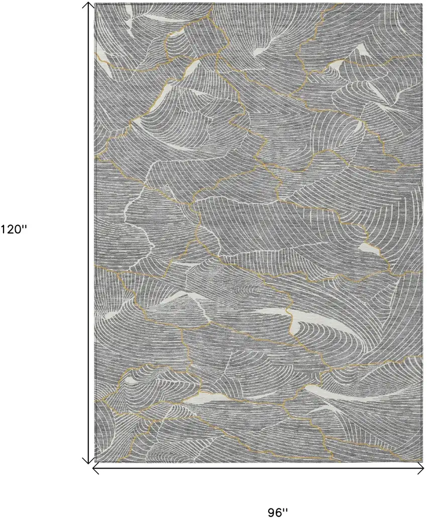 Gray Brown And Ivory Abstract Washable Indoor Outdoor Area Rug Photo 8