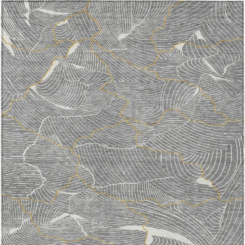 Gray Brown And Ivory Abstract Washable Indoor Outdoor Area Rug Photo 7