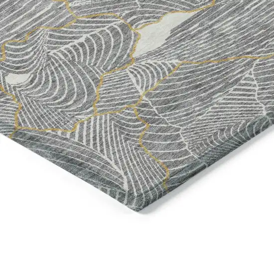 Gray Brown And Ivory Abstract Washable Indoor Outdoor Area Rug Photo 4