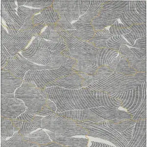 Photo of Gray Brown And Ivory Abstract Washable Indoor Outdoor Area Rug