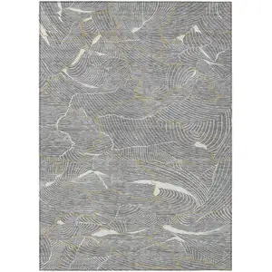 Photo of Gray Brown And Ivory Abstract Washable Indoor Outdoor Area Rug