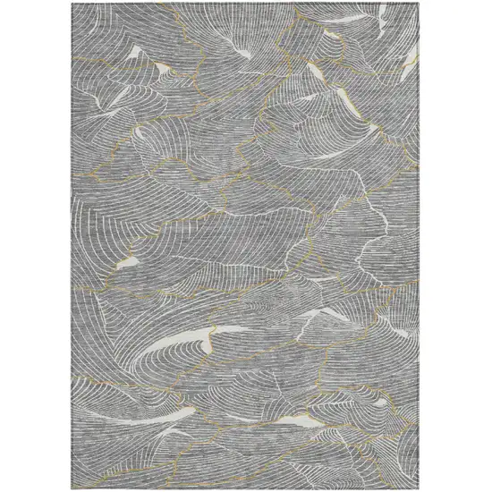 Gray Brown And Ivory Abstract Washable Indoor Outdoor Area Rug Photo 6