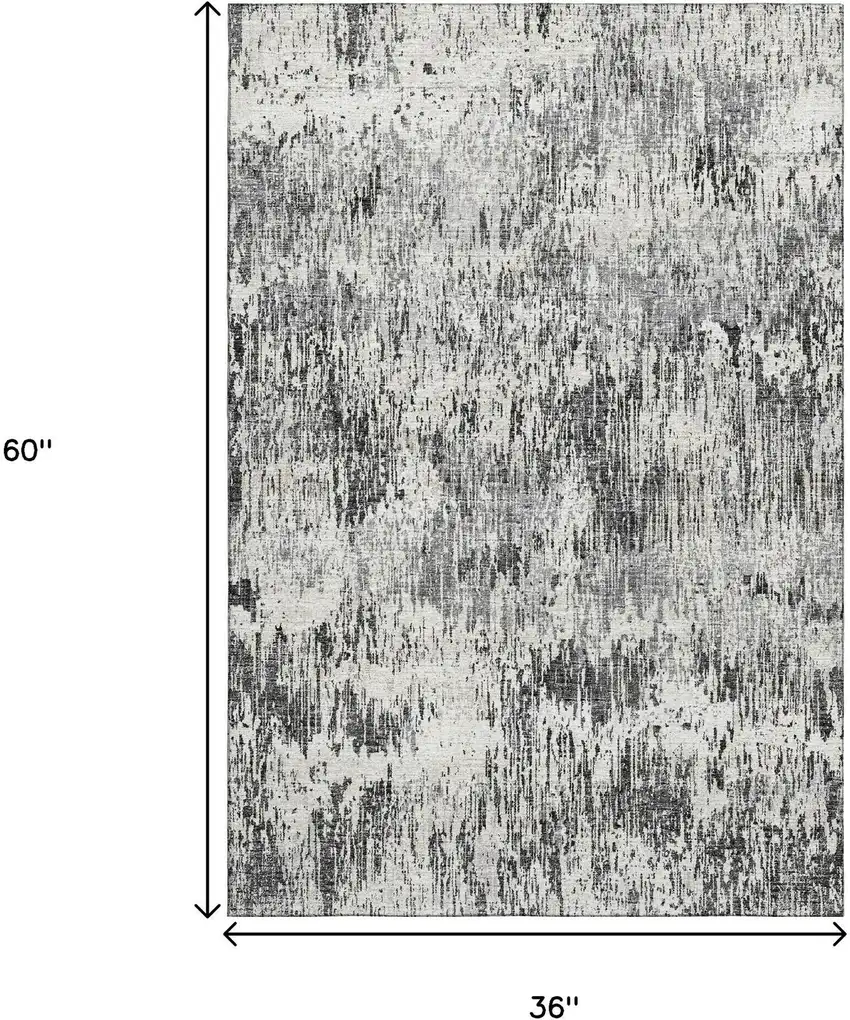Gray Brown And Ivory Abstract Washable Indoor Outdoor Area Rug Photo 3
