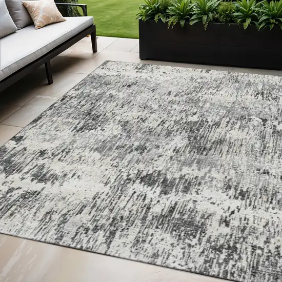 Gray Brown And Ivory Abstract Washable Indoor Outdoor Area Rug Photo 1