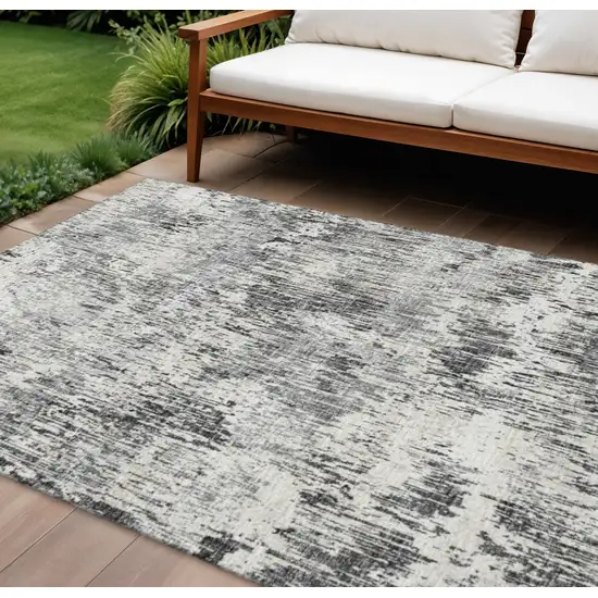 Gray Brown And Ivory Abstract Washable Indoor Outdoor Area Rug Photo 1