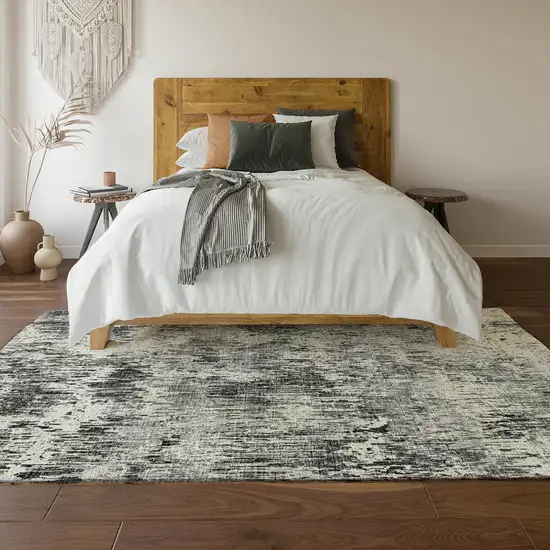 Gray Brown And Ivory Abstract Washable Indoor Outdoor Area Rug Photo 4