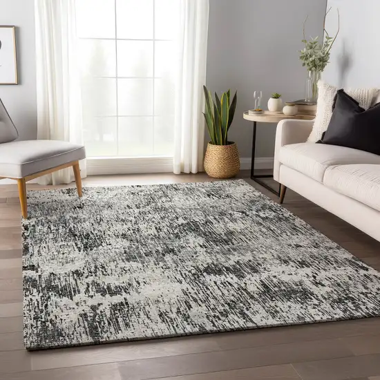 Gray Brown And Ivory Abstract Washable Indoor Outdoor Area Rug Photo 5