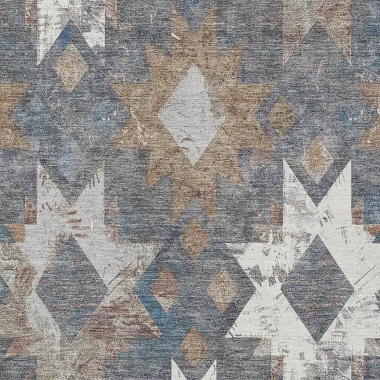 Gray Brown And Ivory Aztec Washable Indoor Outdoor Area Rug Photo 3