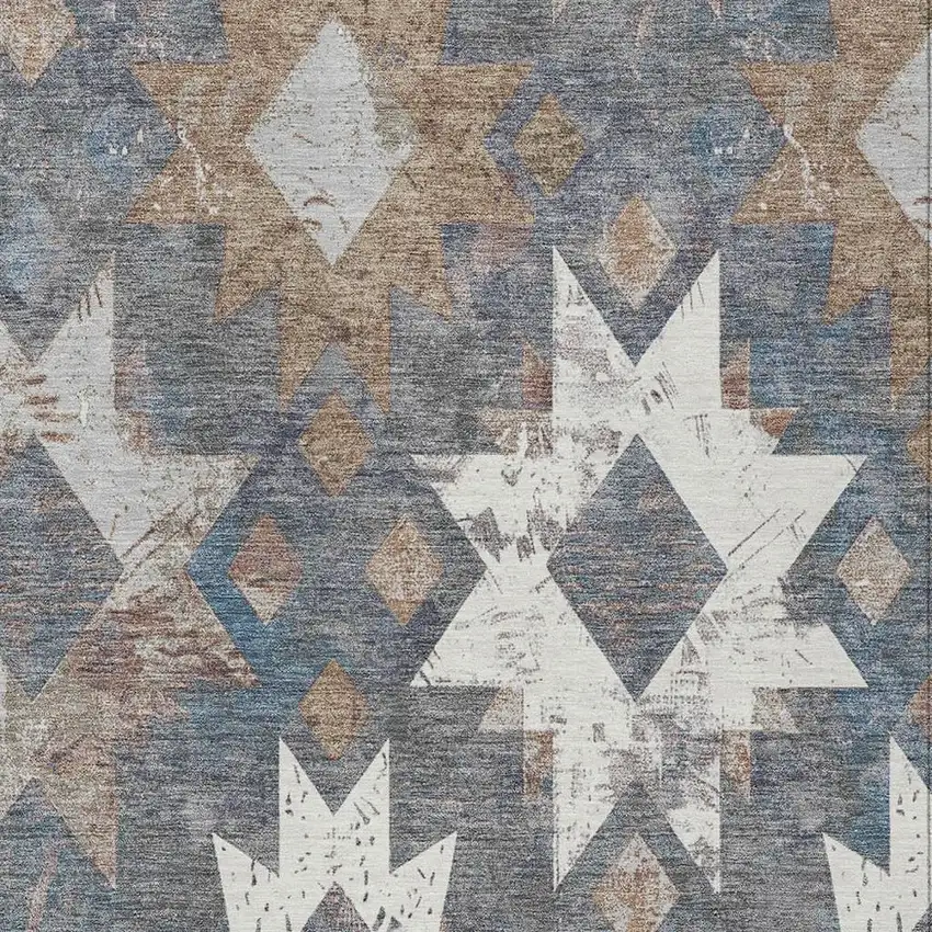 Gray Brown And Ivory Aztec Washable Indoor Outdoor Area Rug Photo 4