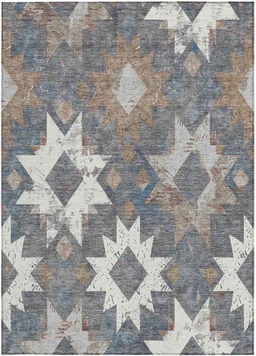 Gray Brown And Ivory Aztec Washable Indoor Outdoor Area Rug Photo 3