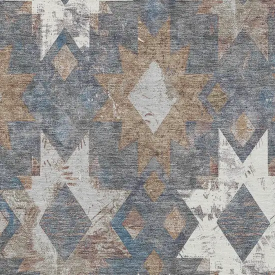 Gray Brown And Ivory Aztec Washable Indoor Outdoor Area Rug Photo 9