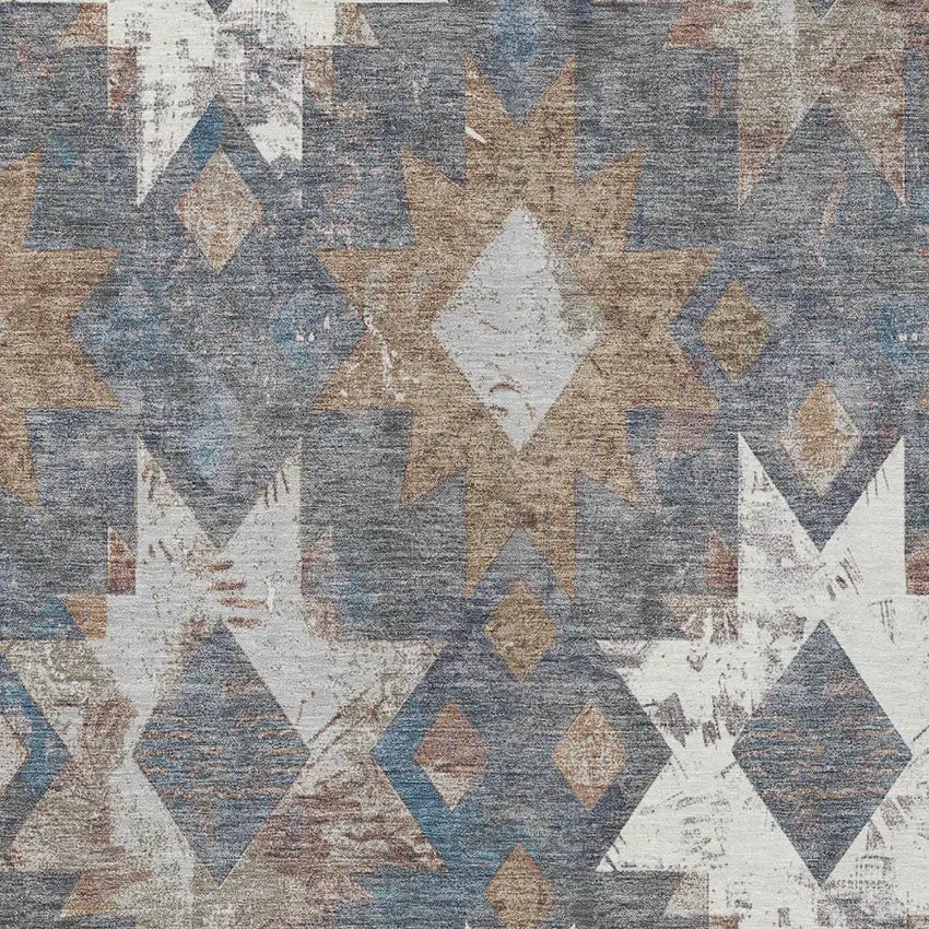 Gray Brown And Ivory Aztec Washable Indoor Outdoor Area Rug Photo 9