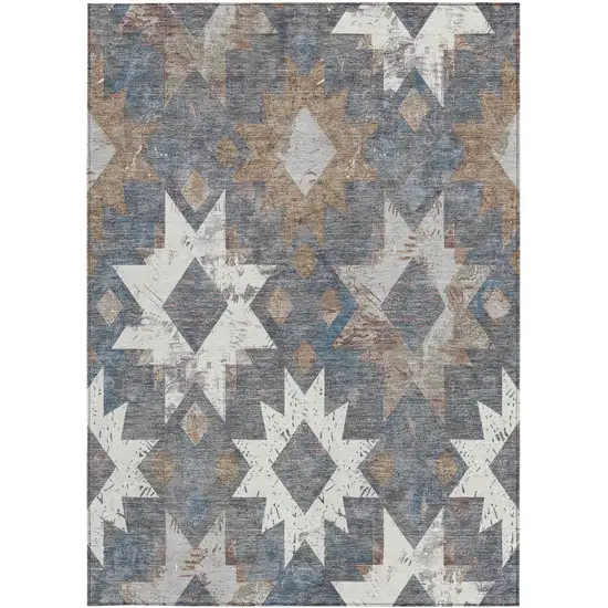 Gray Brown And Ivory Aztec Washable Indoor Outdoor Area Rug Photo 3