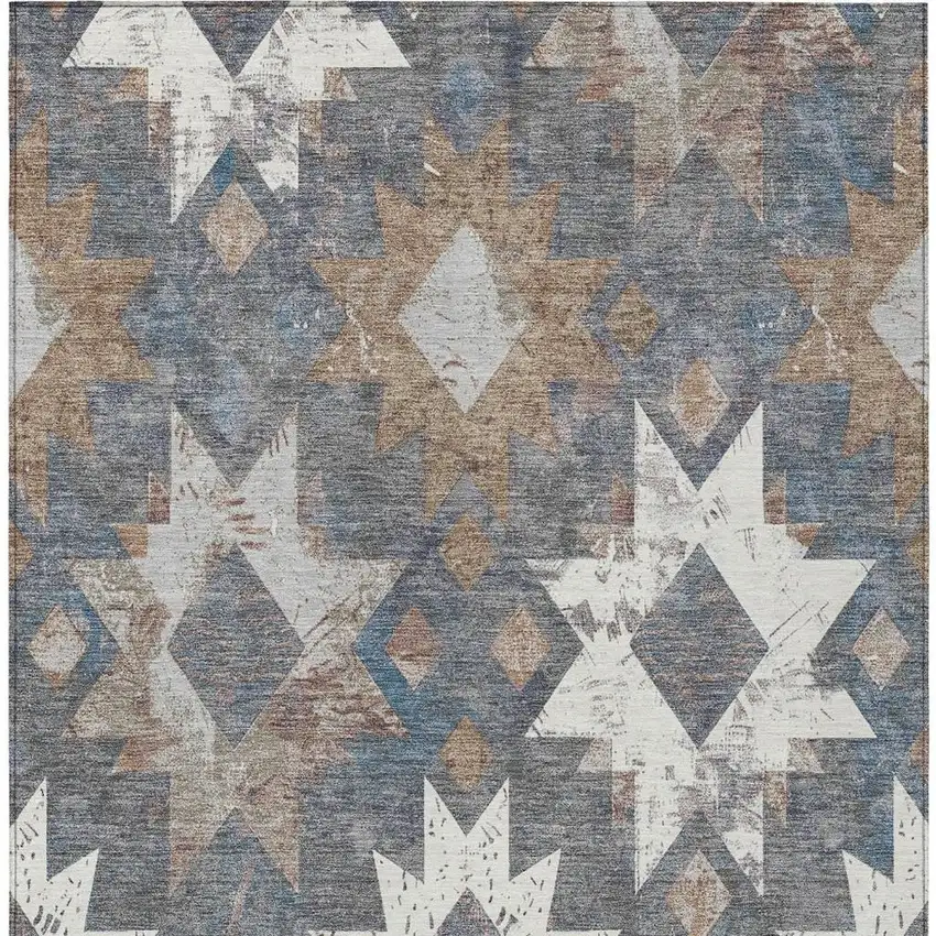 Gray Brown And Ivory Aztec Washable Indoor Outdoor Area Rug Photo 4