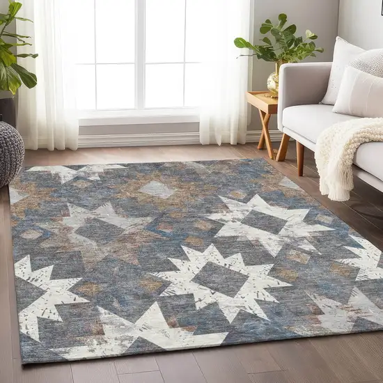 Gray Brown And Ivory Aztec Washable Indoor Outdoor Area Rug Photo 6