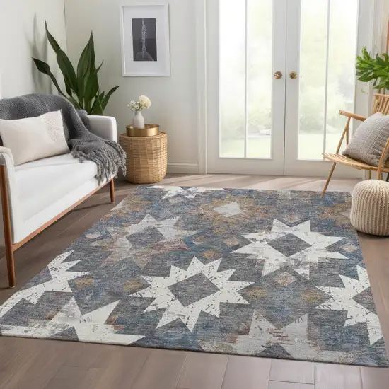 Gray Brown And Ivory Aztec Washable Indoor Outdoor Area Rug Photo 7