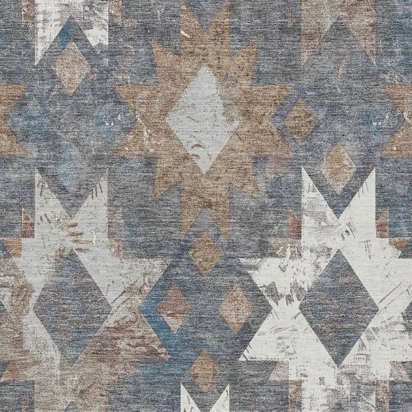 Gray Brown And Ivory Aztec Washable Indoor Outdoor Area Rug Photo 3