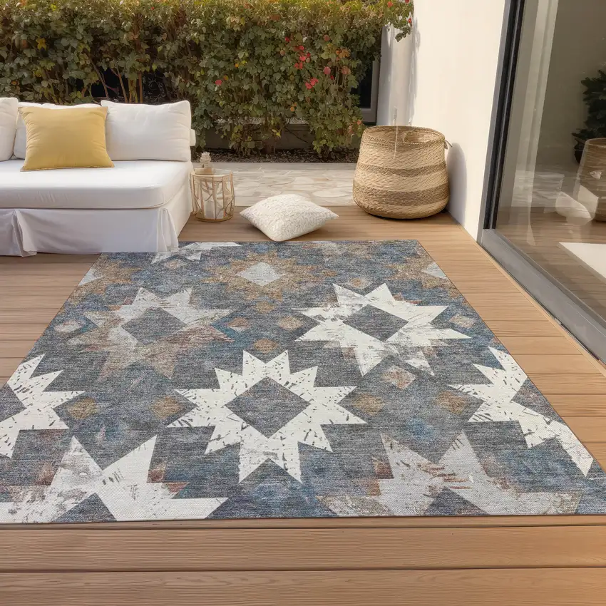 Gray Brown And Ivory Aztec Washable Indoor Outdoor Area Rug Photo 8