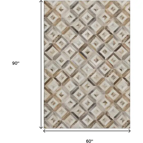 Gray Brown And Ivory Geometric Washable Area Rug With UV Protection Photo 3