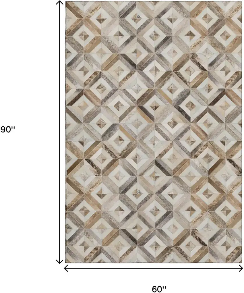 Gray Brown And Ivory Geometric Washable Area Rug With UV Protection Photo 3