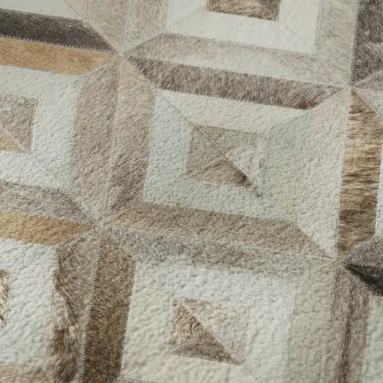 Gray Brown And Ivory Geometric Washable Area Rug With UV Protection Photo 9