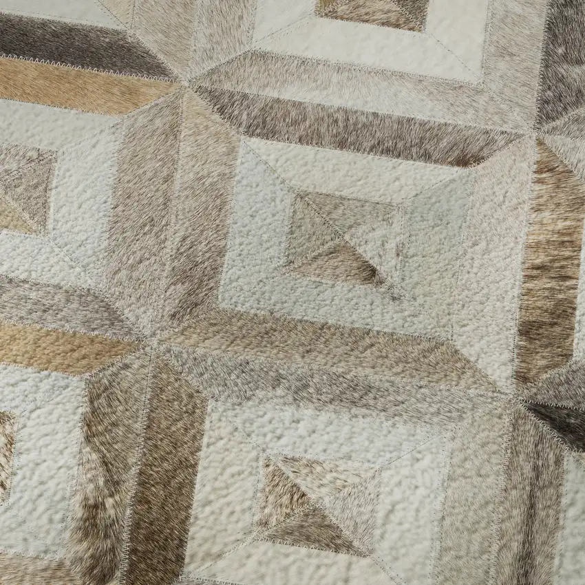 Gray Brown And Ivory Geometric Washable Area Rug With UV Protection Photo 9