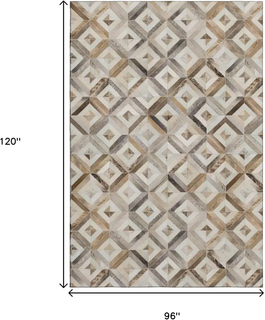 Gray Brown And Ivory Geometric Washable Area Rug With UV Protection Photo 3