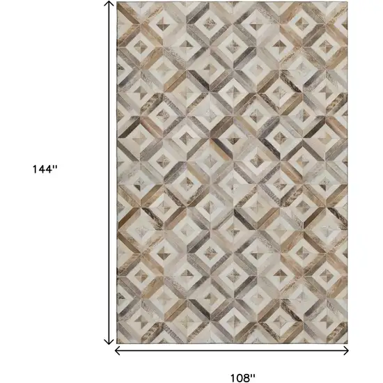 Gray Brown And Ivory Geometric Washable Area Rug With UV Protection Photo 3