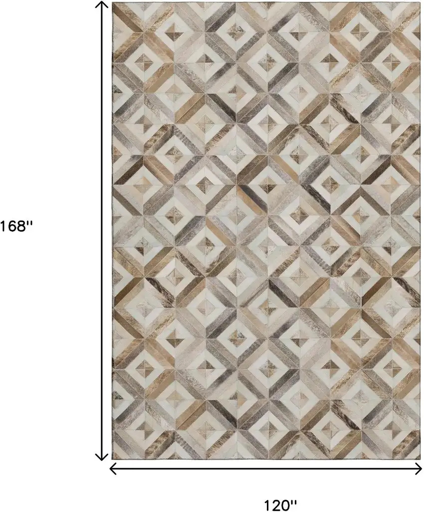 Gray Brown And Ivory Geometric Washable Area Rug With UV Protection Photo 3