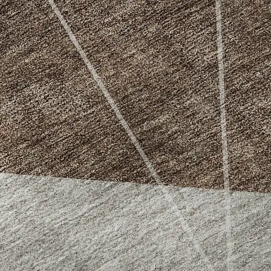 Gray Brown And Ivory Geometric Washable Area Rug With UV Protection Photo 9