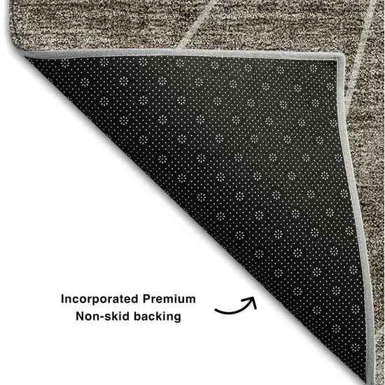 Gray Brown And Ivory Geometric Washable Area Rug With UV Protection Photo 6