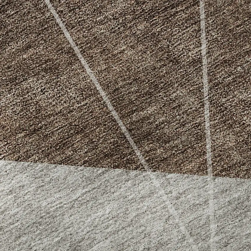 Gray Brown And Ivory Geometric Washable Area Rug With UV Protection Photo 9