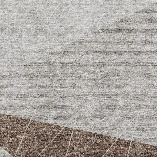 Gray Brown And Ivory Geometric Washable Area Rug With UV Protection Photo 2