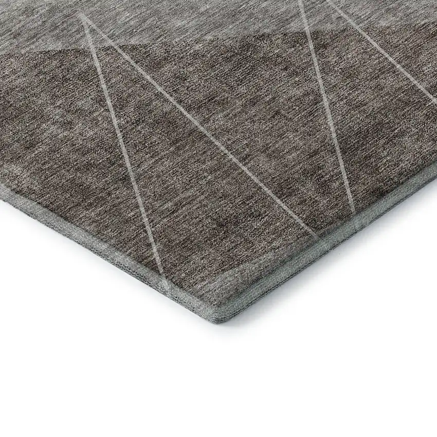 Gray Brown And Ivory Geometric Washable Area Rug With UV Protection Photo 7
