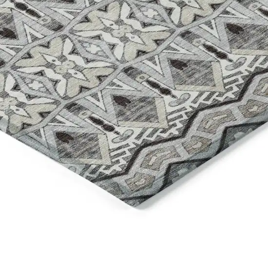 Gray Brown And Ivory Moroccan Washable Indoor Outdoor Area Rug Photo 5