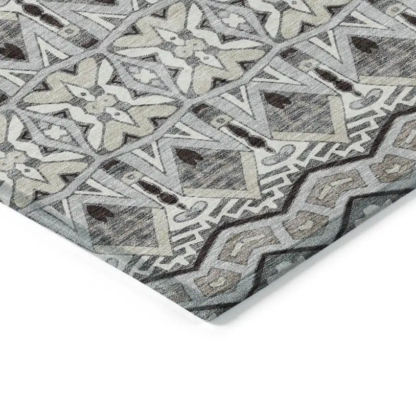 Gray Brown And Ivory Moroccan Washable Indoor Outdoor Area Rug Photo 5
