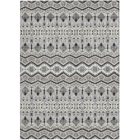 Gray Brown And Ivory Moroccan Washable Indoor Outdoor Area Rug Photo 8
