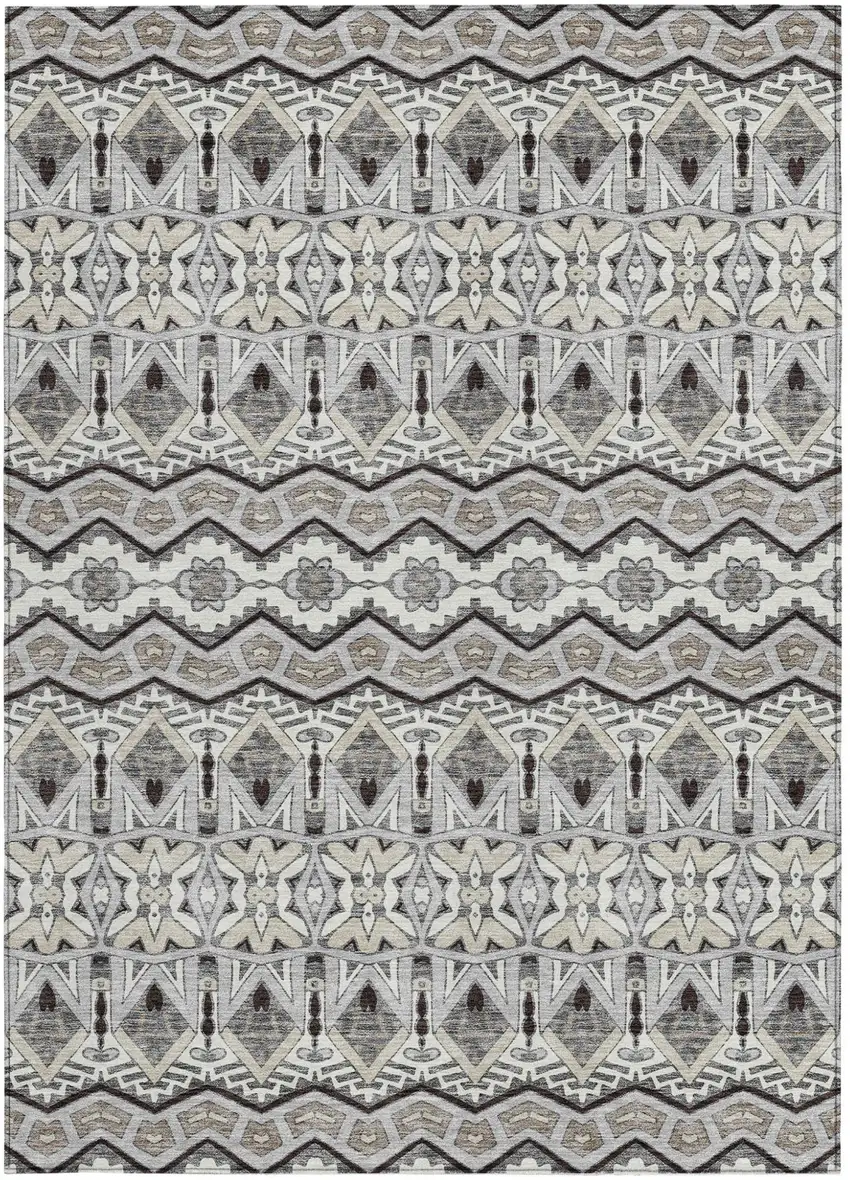 Gray Brown And Ivory Moroccan Washable Indoor Outdoor Area Rug Photo 8