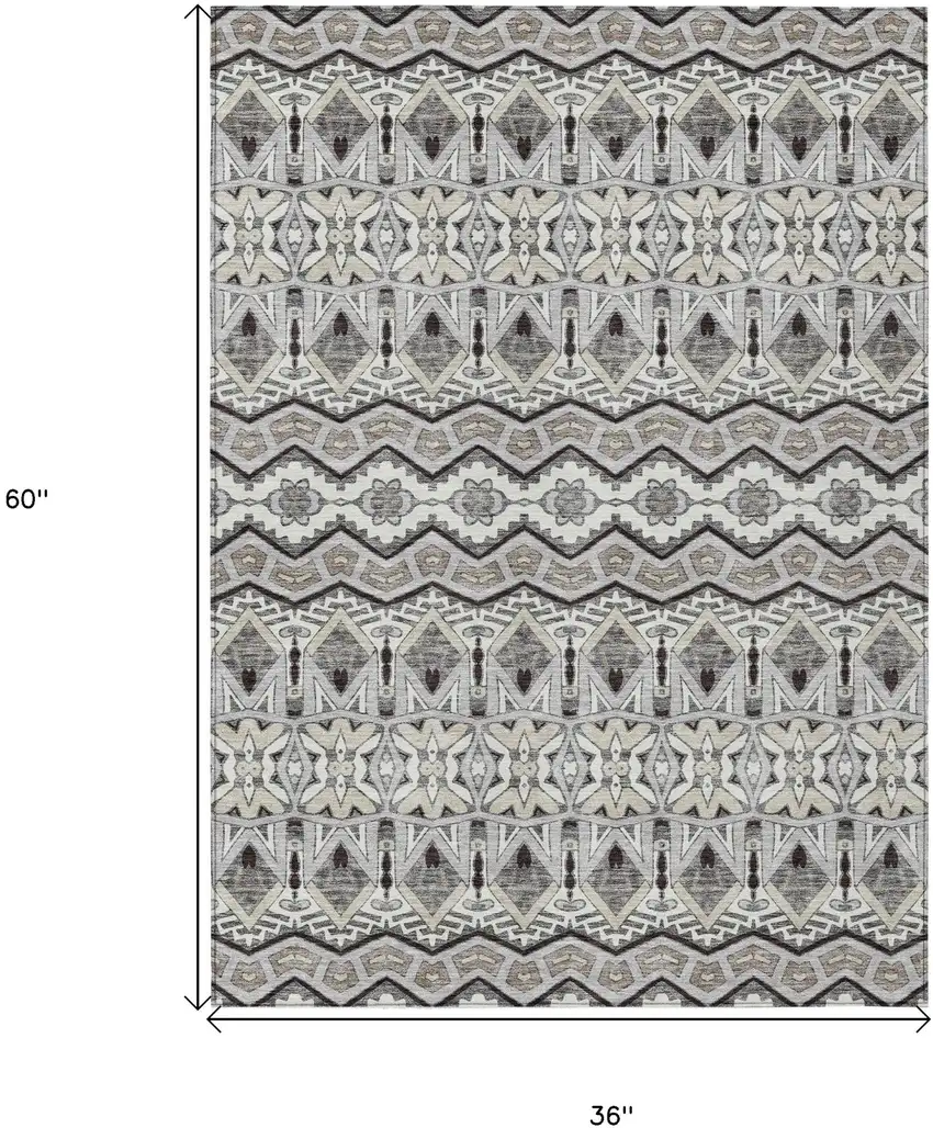 Gray Brown And Ivory Moroccan Washable Indoor Outdoor Area Rug Photo 3