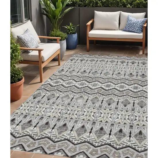 Gray Brown And Ivory Moroccan Washable Indoor Outdoor Area Rug Photo 1