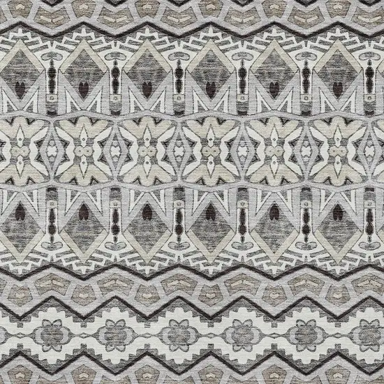 Gray Brown And Ivory Moroccan Washable Indoor Outdoor Area Rug Photo 7