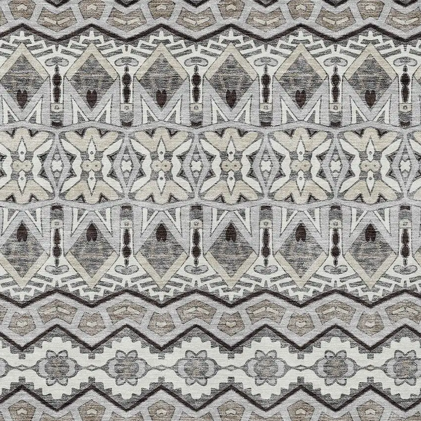 Gray Brown And Ivory Moroccan Washable Indoor Outdoor Area Rug Photo 7