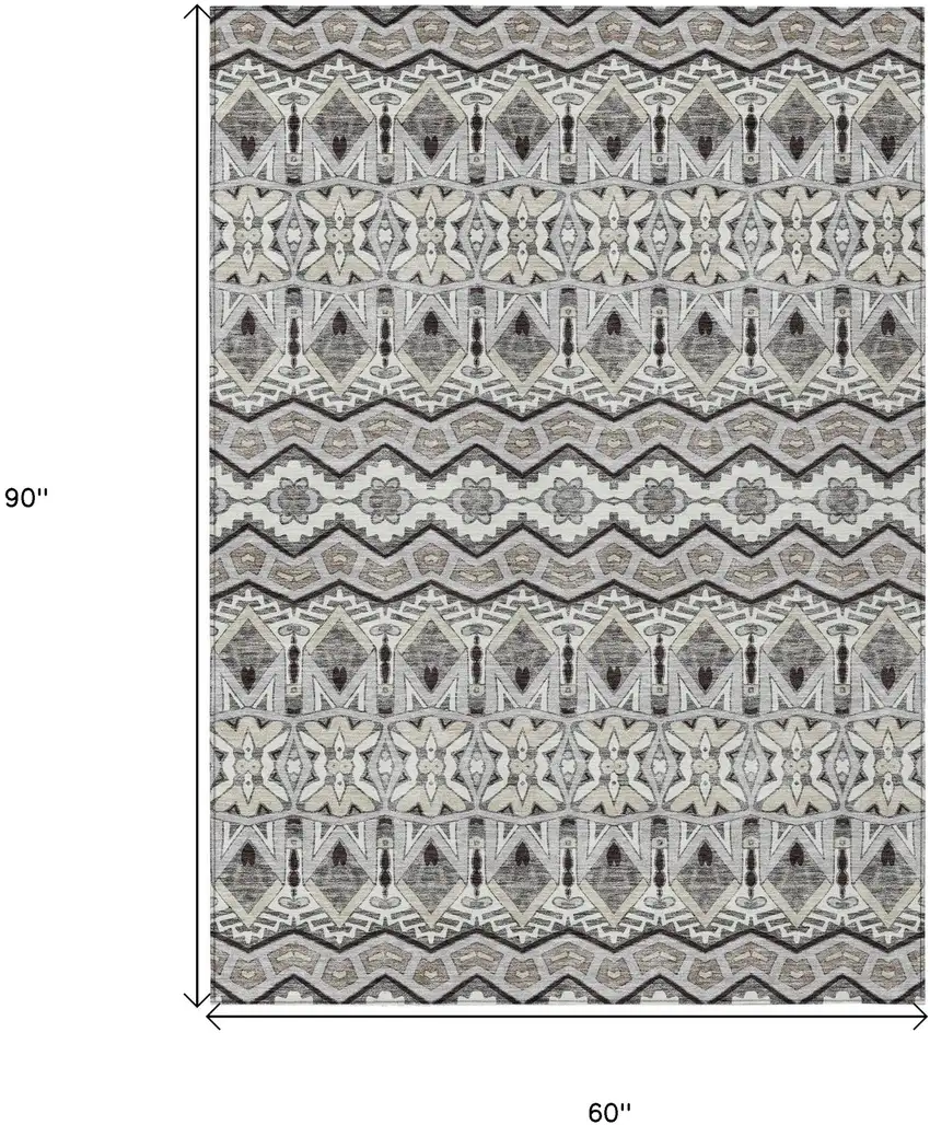Gray Brown And Ivory Moroccan Washable Indoor Outdoor Area Rug Photo 3