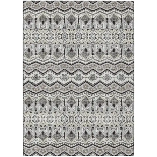Gray Brown And Ivory Moroccan Washable Indoor Outdoor Area Rug Photo 2