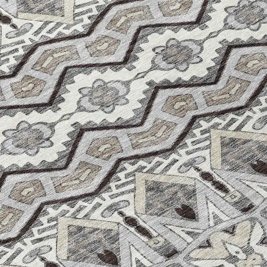 Gray Brown And Ivory Moroccan Washable Indoor Outdoor Area Rug Photo 6