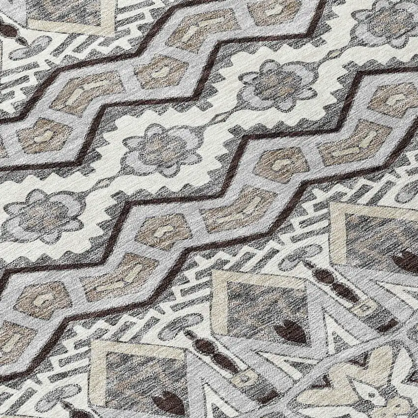 Gray Brown And Ivory Moroccan Washable Indoor Outdoor Area Rug Photo 6
