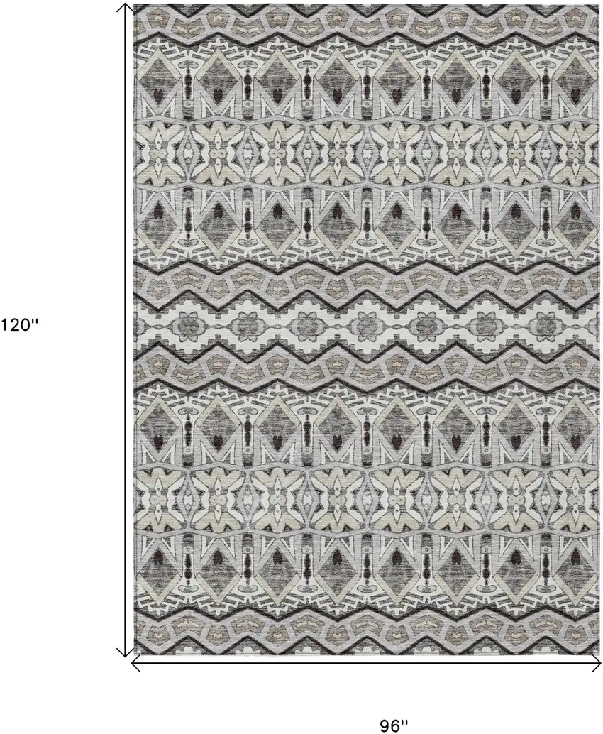 Gray Brown And Ivory Moroccan Washable Indoor Outdoor Area Rug Photo 3
