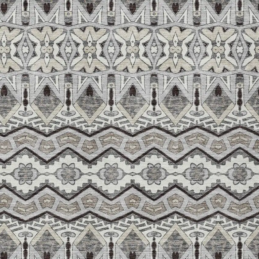Gray Brown And Ivory Moroccan Washable Indoor Outdoor Area Rug Photo 7