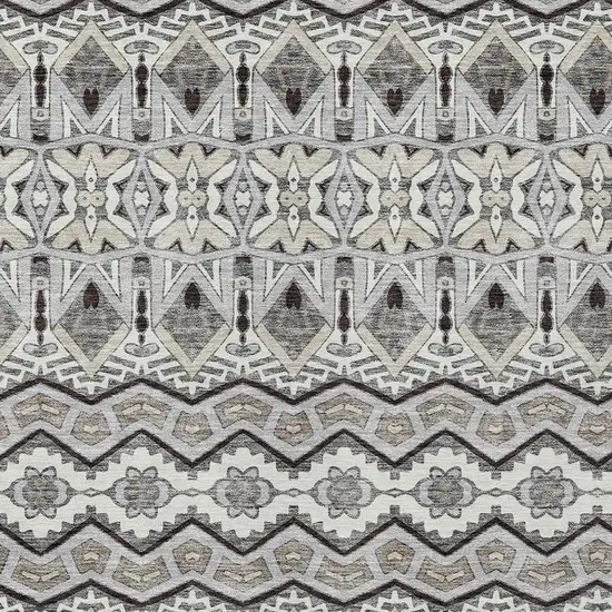Gray Brown And Ivory Moroccan Washable Indoor Outdoor Area Rug Photo 7