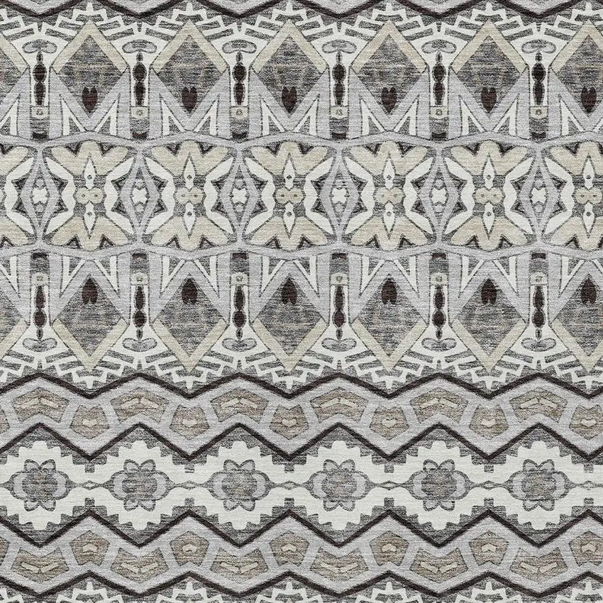 Gray Brown And Ivory Moroccan Washable Indoor Outdoor Area Rug Photo 7